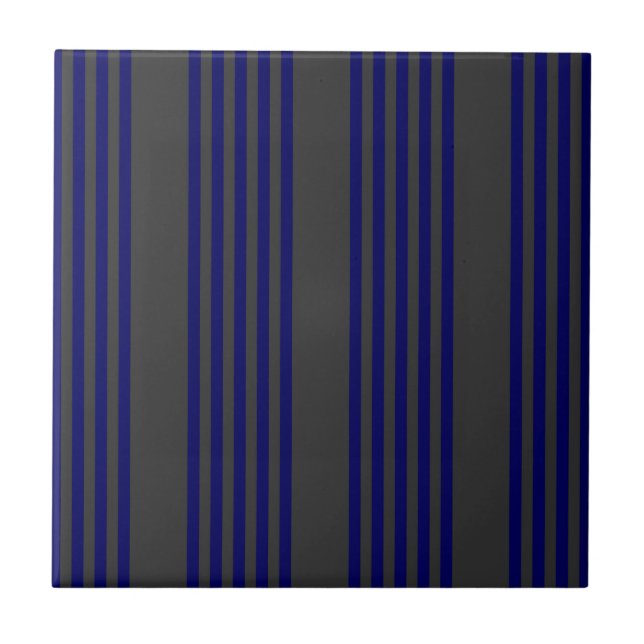 Navy blue and charcoal five stripes pattern tile (Front)