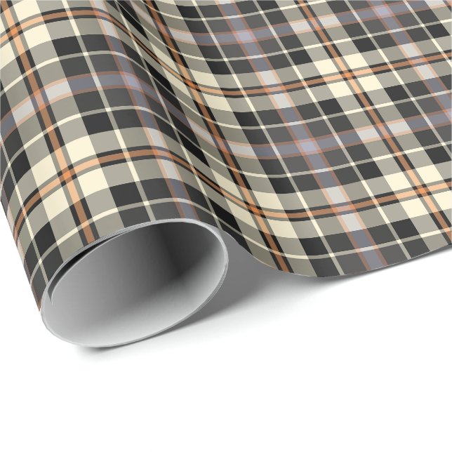 Navy Blue and Cream Rustic Plaid Pattern Wrapping Paper (Roll Corner)