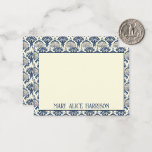 Navy Blue and Cream Seashell Pattern Card