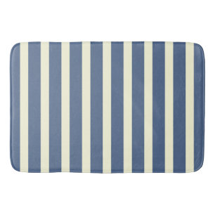 Navy blue and cream stripes bath mat