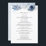Navy Blue and Dusty Blue Floral Wedding Menu<br><div class="desc">Blue flowers wedding menu cards</div>