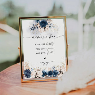 Navy Blue and Dusty Bridal Shower Mimosa Bar Sign