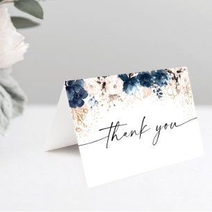 Navy Blue and Dusty Rose Baby Shower  Thank You Card