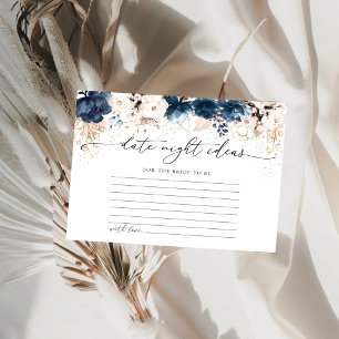 Navy Blue and Dusty Rose Date Night Ideas Card