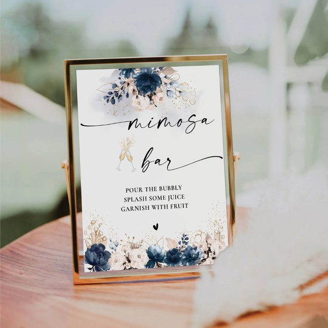 Navy Blue and Dusty Rose Mimosa Bar Sign (Creator Uploaded)