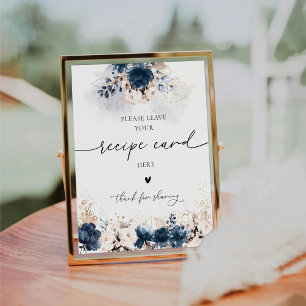 Navy Blue and Dusty Rose Recipe Card Sign