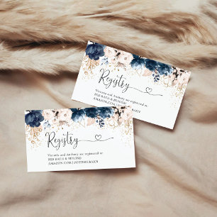 Navy Blue and Dusty Rose Registry Enclosure Card