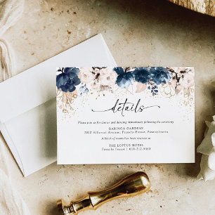 Navy Blue and Dusty Rose Wedding Ceremony Enclosure Card