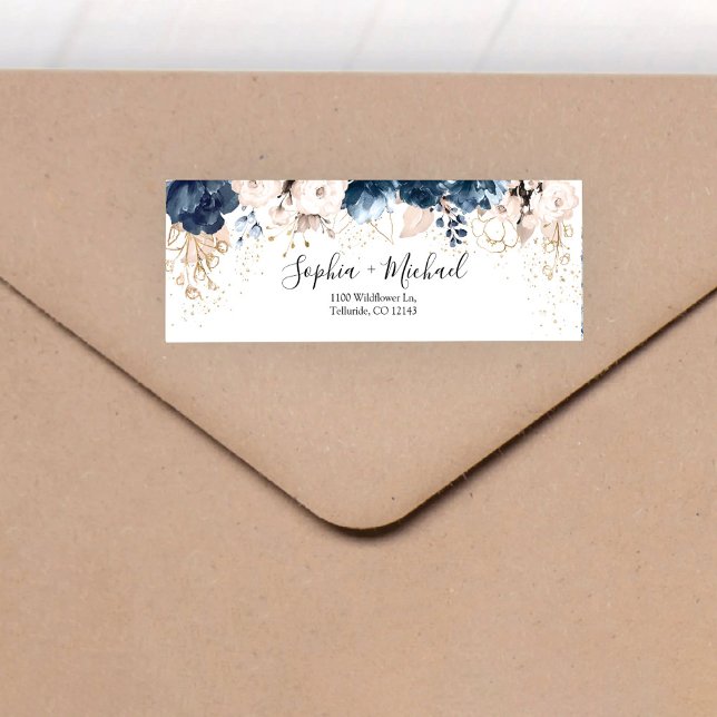Navy Blue and Dusty Rose Wedding Return Address (Creator Uploaded)