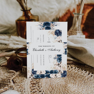 Navy Blue and Dusty Wedding Invitation Belly Band