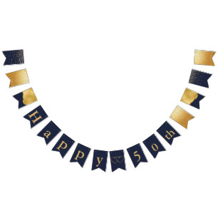 Navy Blue and Gold 50 Anniversary Bunting Flags
