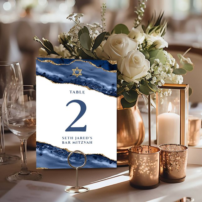 Navy Blue and Gold Agate Geode Rock Table Number (Creator Uploaded)
