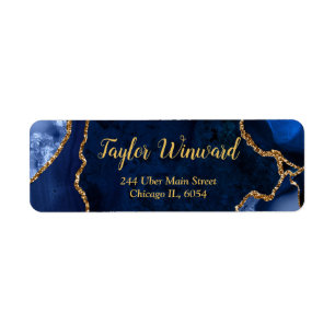 Navy Blue and Gold Agate Marble Birthday Party