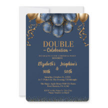 Navy Blue and gold balloons double joint birthday