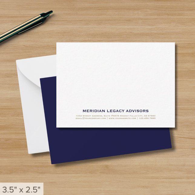 Navy Blue and Gold Business Note Card (Creator Uploaded)