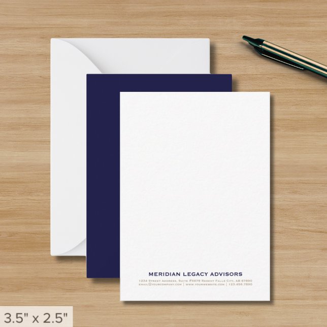 Navy Blue and Gold Business Note Card (Creator Uploaded)
