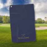 Navy Blue And Gold Custom Name Golf Clubs Golf Towel<br><div class="desc">Personalize the name in classic typography to create a unique golf gift and keepsake for any golfer. Designed by Thisisnotme©</div>