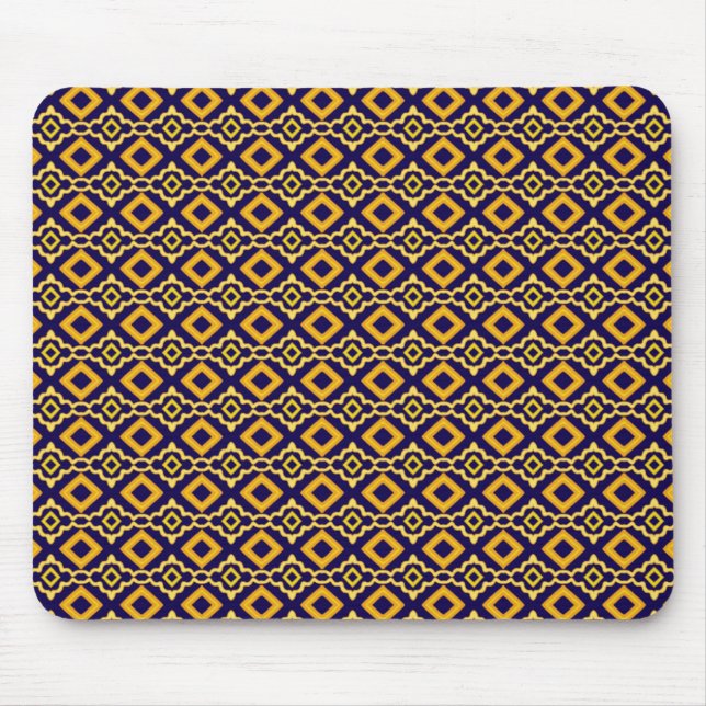 Navy Blue and Gold Diamond Pattern Mouse Pad (Front)