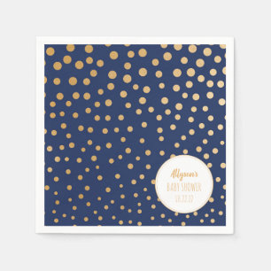 Navy Blue and gold dots boy baby shower decor Napkin
