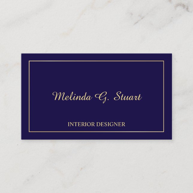 Navy Blue and Gold Elegant Business Card (Front)