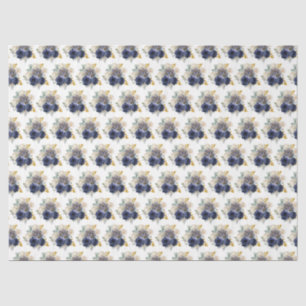 Navy Blue and Gold Elegant Flowers  Tissue Paper