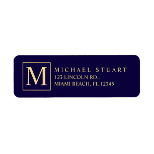 Navy Blue and Gold Elegant Monogram