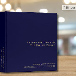 Navy Blue and Gold Estate Documents Binder