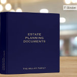 Navy Blue and Gold Estate Planning Binder<br><div class="desc">Estate Planning Trust Documents binder with stylish navy blue background and fully customizable golden text. Use for your personal estate planning or for clients if you are a financial advisor or estate planner. Keep your trust,  will,  power of attorney,  instructions,  and other documents organized and safe.</div>