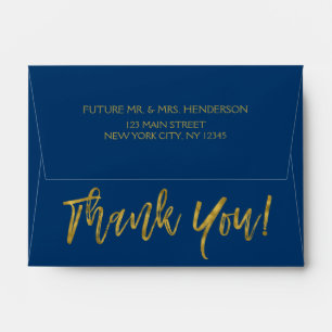 Navy Blue and Gold Foil Thank You Envelopes