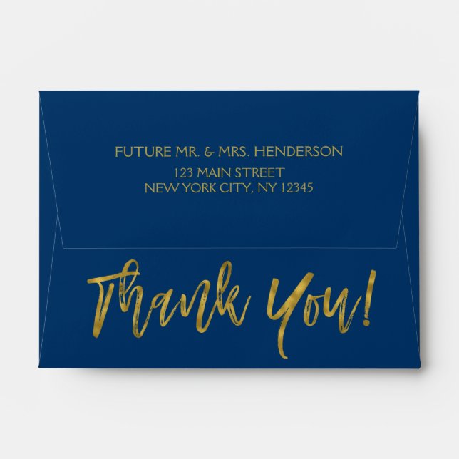 Navy Blue and Gold Foil Thank You Envelopes (Back (Top Flap))