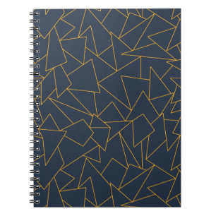 Navy blue and gold geometric notebook