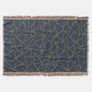 Navy blue and gold geometric throw blanket