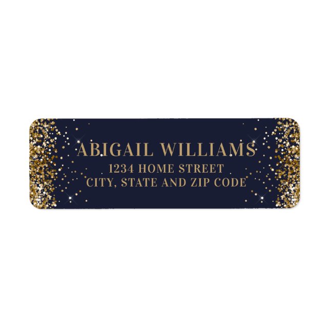 Navy Blue and Gold Glitter Return Address (Front)