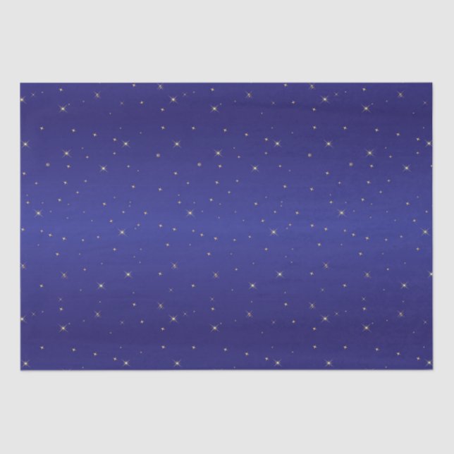 Navy Blue and Gold Glitter Stars  Christmas  Tissue Paper (Front)