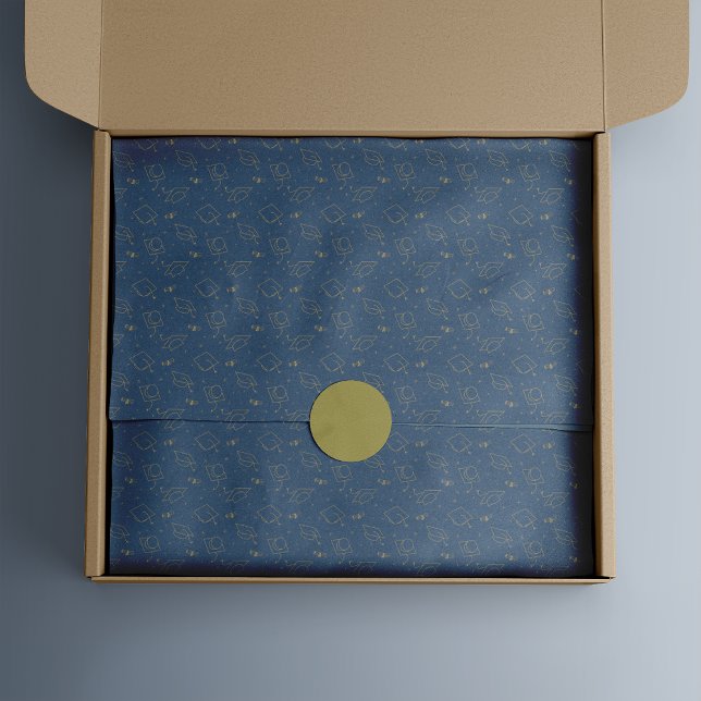 Navy Blue and Gold Graduation Cap Toss Tissue Paper (Creator Uploaded)