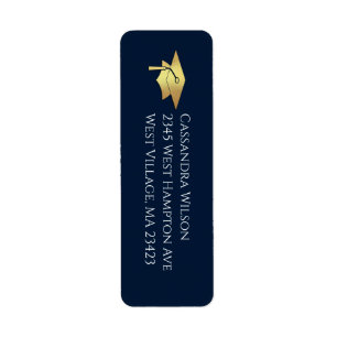 Navy Blue and Gold Graduation Return Address