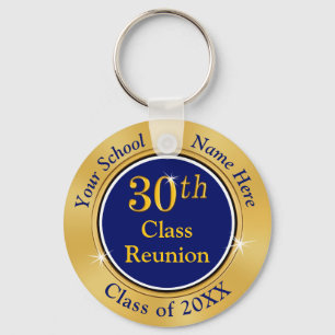 Navy Blue and Gold High School Reunion 30 Years Keychain