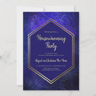 Navy Blue and Gold Housewarming Party Invitation