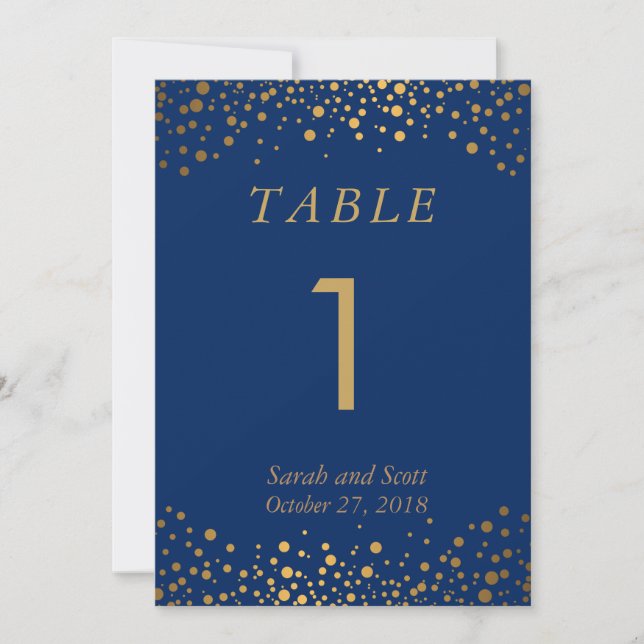 Navy Blue  and Gold Invitation (Front)