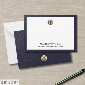 Navy Blue and Gold Logo Card
