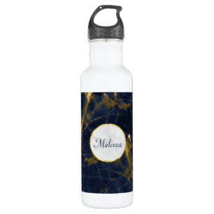 Navy Blue and Gold Marble Modern Stylish 710 Ml Water Bottle