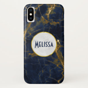 Navy Blue and Gold Marble Modern Stylish Case-Mate iPhone Case
