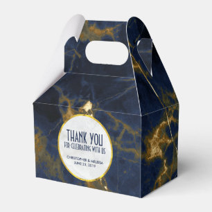 Navy Blue and Gold Marble Modern Stylish Wedding Favor Box
