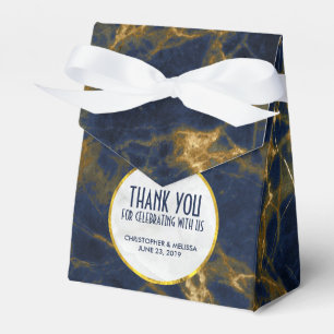 Navy Blue and Gold Marble Modern Stylish Wedding Favor Box