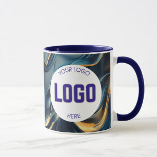 Navy Blue and Gold Modern Boho Custom Logo Mug
