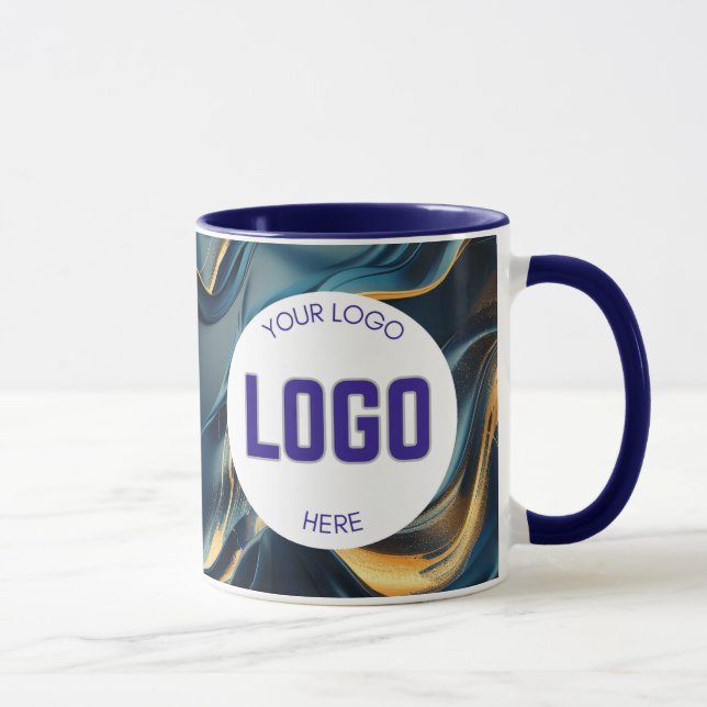 Navy Blue and Gold Modern Boho Custom Logo Mug (Right)