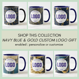 Navy Blue and Gold Modern Boho Custom Logo Mug