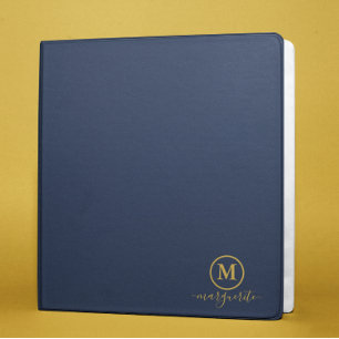 Navy Blue and Gold Monogram Binder