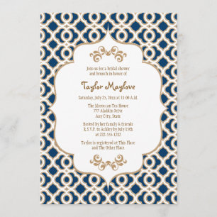 Navy Blue and Gold Moroccan Bridal Shower Invites