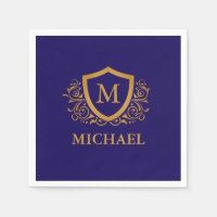 Navy Blue and Gold Personalized Monogram Name